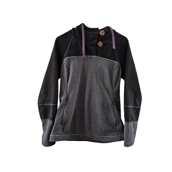 Prana Tops - PrAna‎ Hoody Womens Sz S Black Fleece Sweatshirt Pull Over Top Gorpcore Hooded